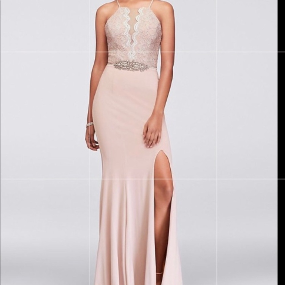 David’s Bridal beaded Waist Lace gown